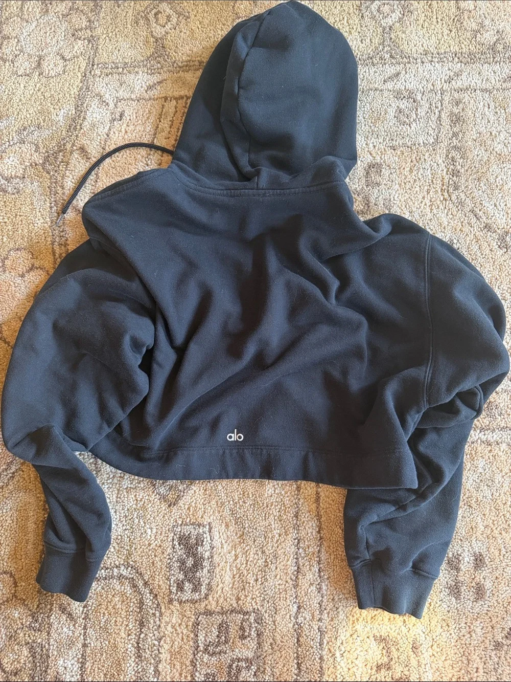 ALO Yoga Black Cropped Hoodie - Minimal Pullover
